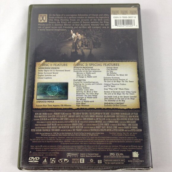 The Lord of The Rings-2001-The Fellowship OF The Rings-2 Disc DVD Set - Used - Picture 2 of 4
